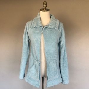 Blue Jacket Zipper Front Pockets Size 8-10 UK  Small